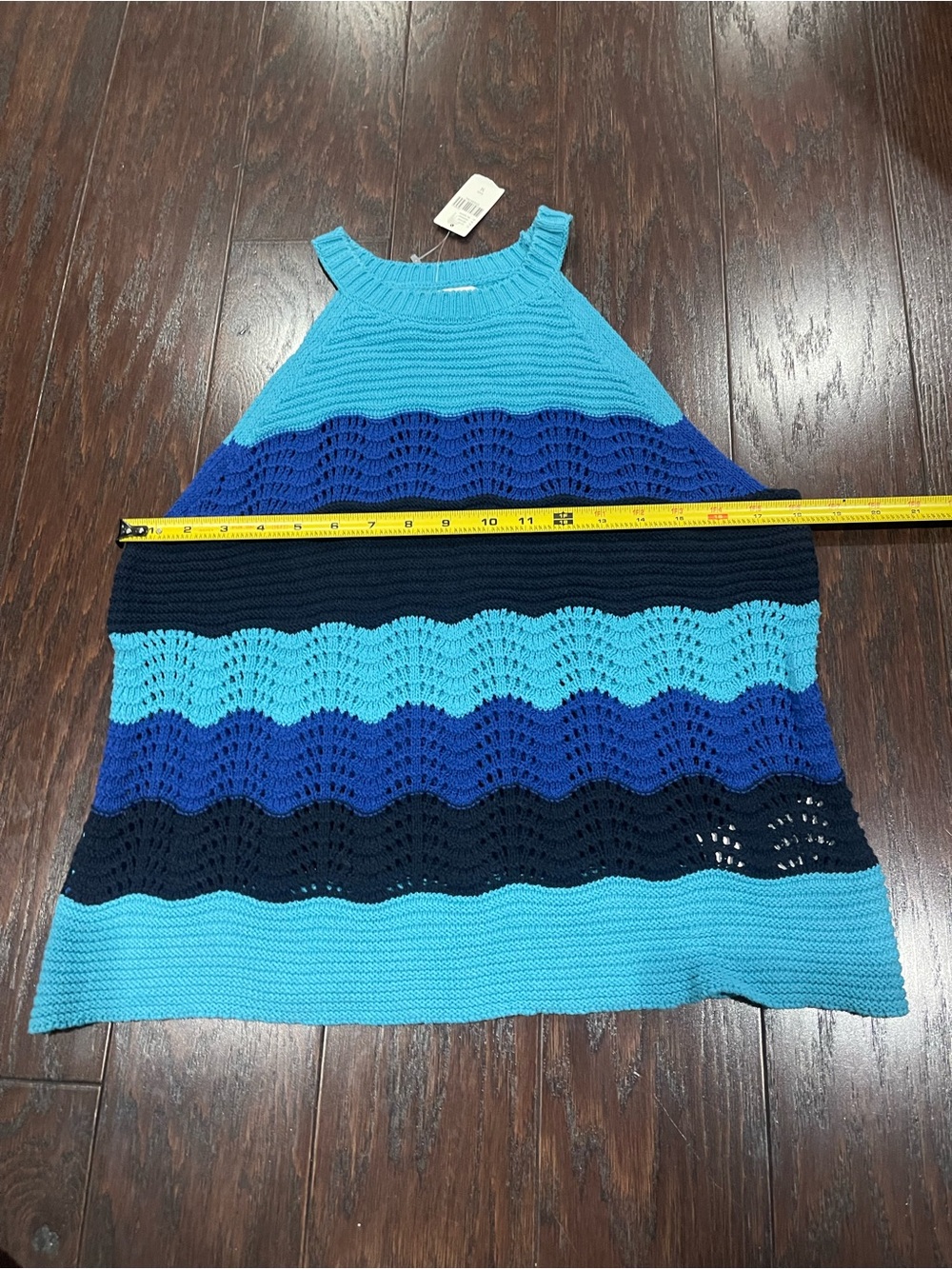 Anthropologie Jenette Blue Crochet High Neck Halter Sweater Knit Tank Medium NEW - Picture 4 of 7